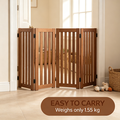 Expandable Wooden Pet Gate, Freestanding Retractable Dog Safety Fence for Doorway &amp; House