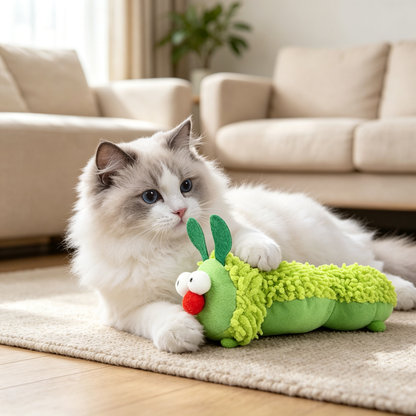 Caterpillar Plush Catnip Crinkle Cat Toy