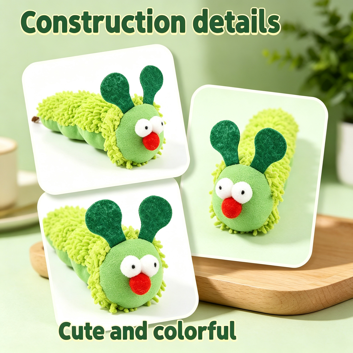 Caterpillar Plush Catnip Crinkle Cat Toy