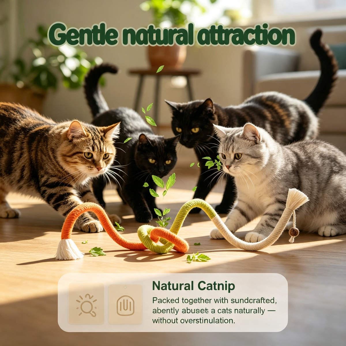 Flexible Sisal Rope Cat Chew Toy, Interactive Catnip Rope Toy for