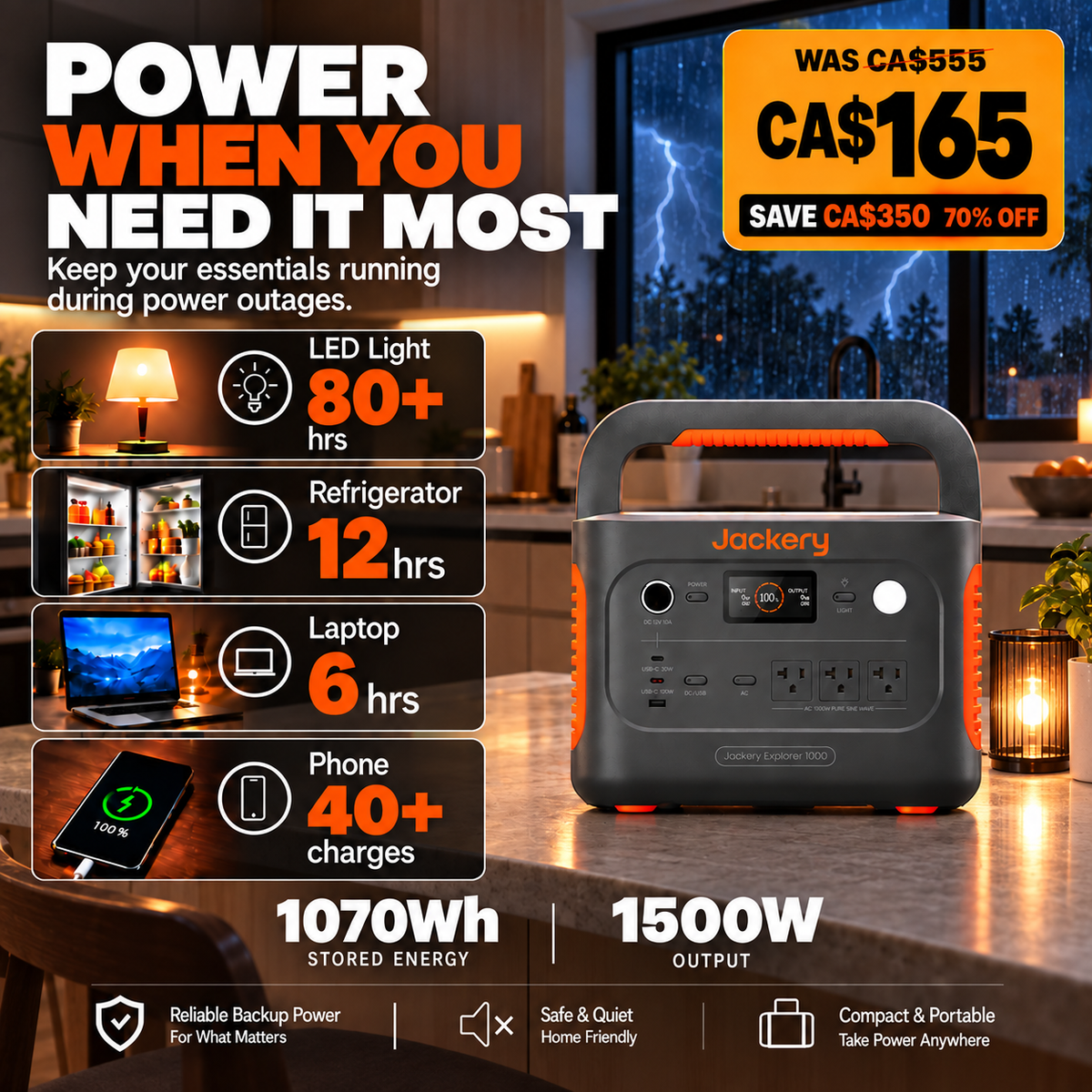 1070Wh Solar Generator Kit + FREE 200W Solar Panel