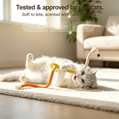 Flexible Sisal Rope Cat Chew Toy, Interactive Catnip Rope Toy for
