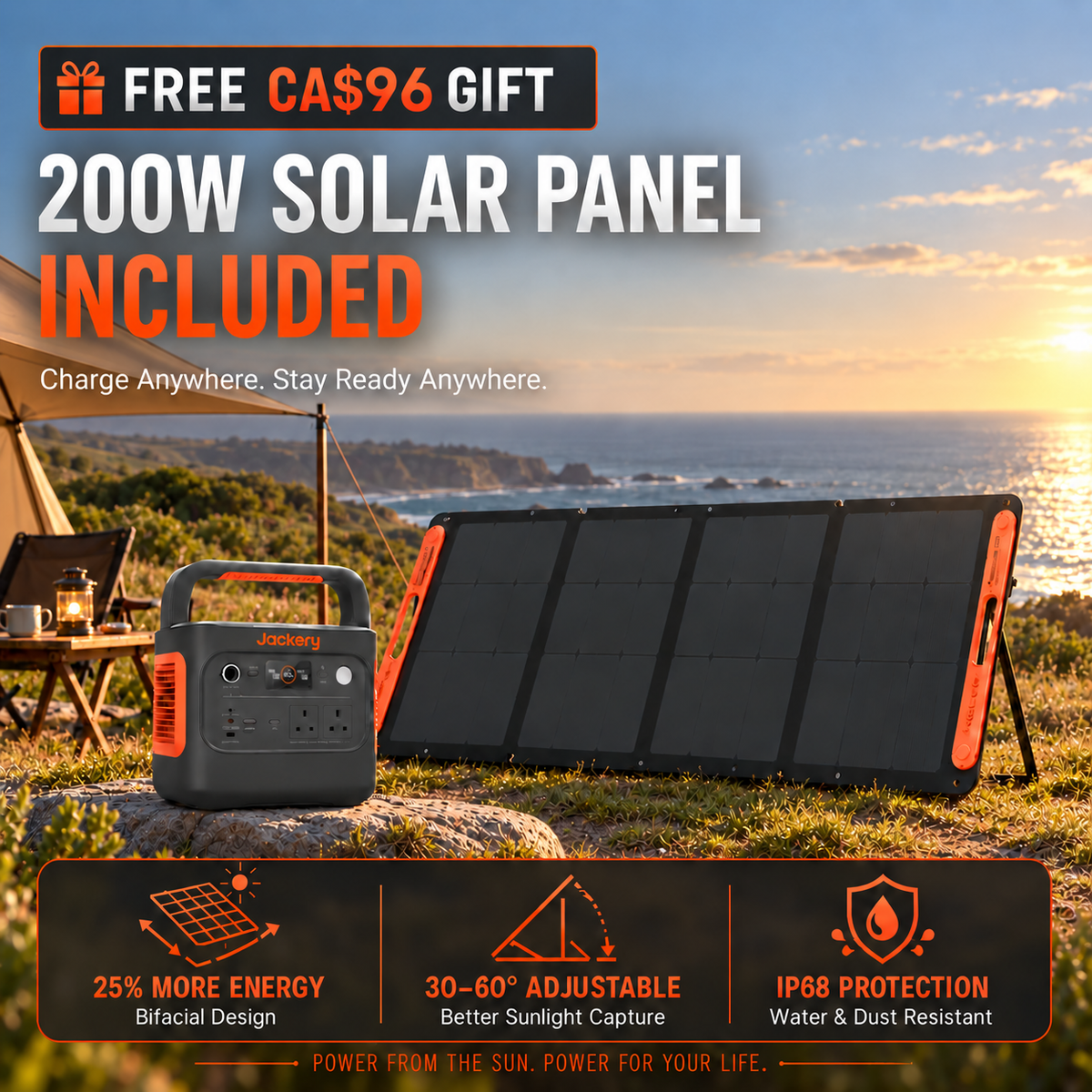 1070Wh Solar Generator Kit + FREE 200W Solar Panel