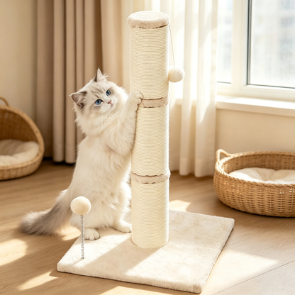 3-in-1 Tall Sisal Cat Scratching Post Tower