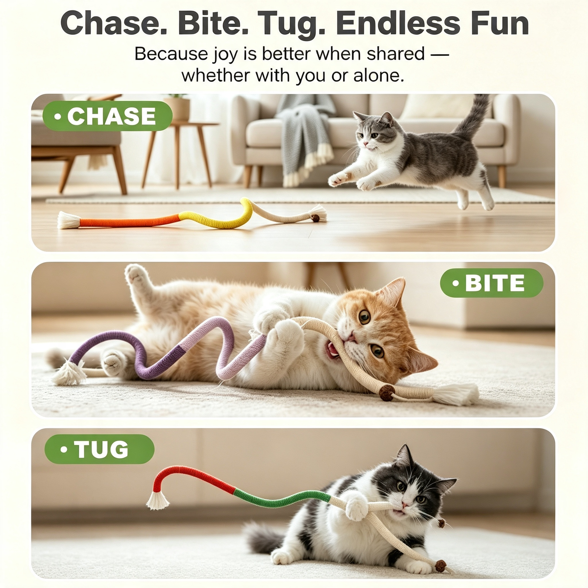 Flexible Sisal Rope Cat Chew Toy, Interactive Catnip Rope Toy for