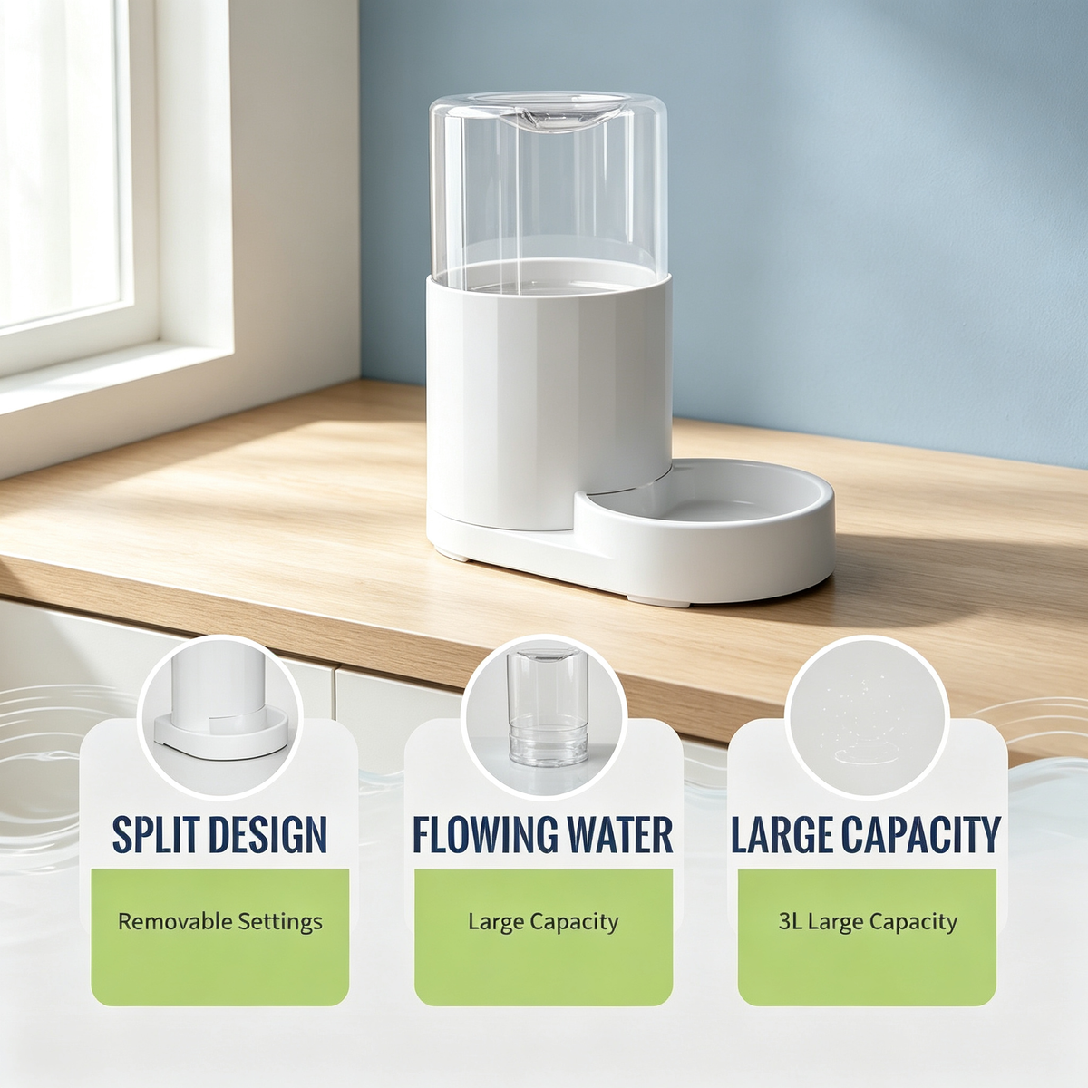 Gravity Automatic Pet Water Dispenser 3L for Cats &amp; Small Dogs