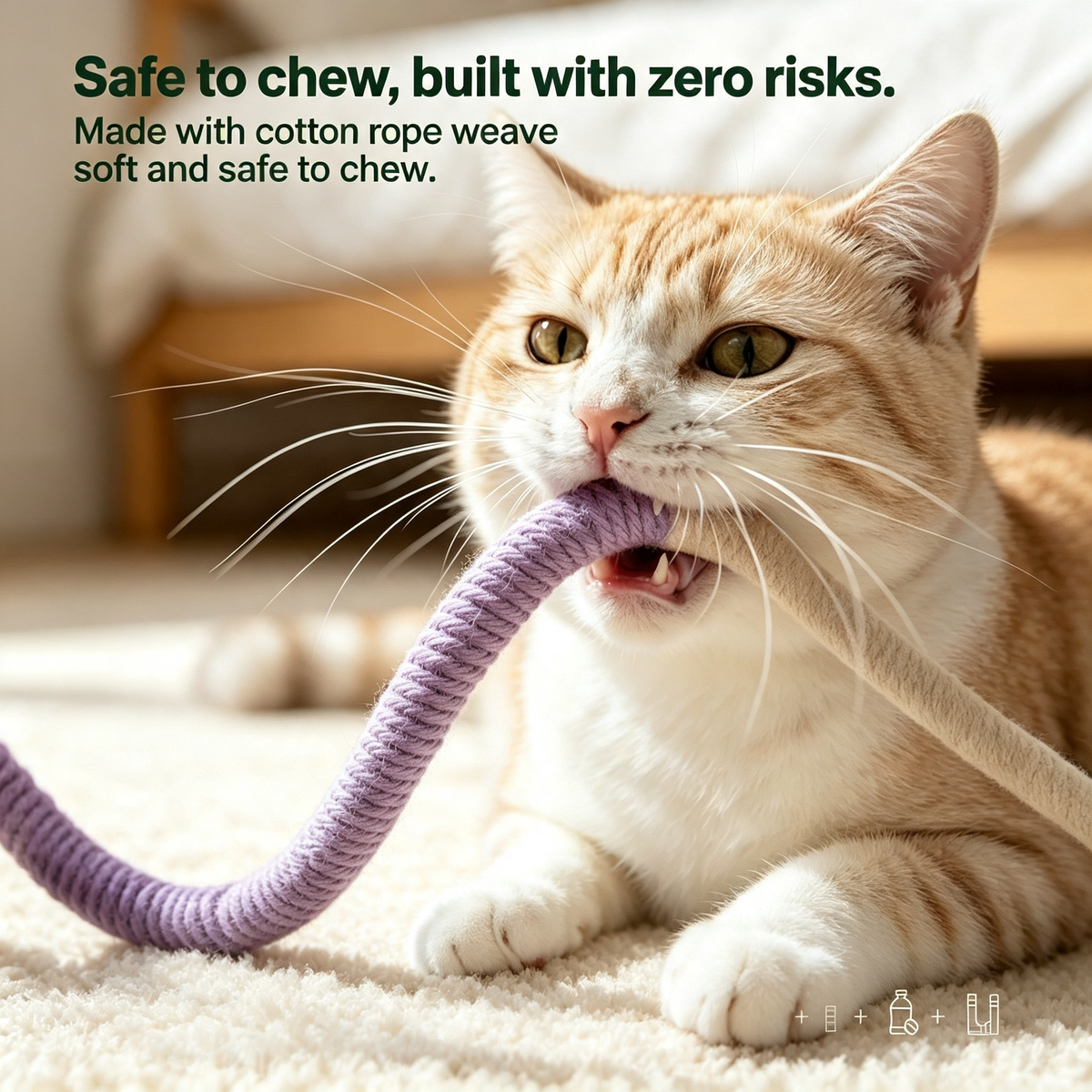 Flexible Sisal Rope Cat Chew Toy, Interactive Catnip Rope Toy for