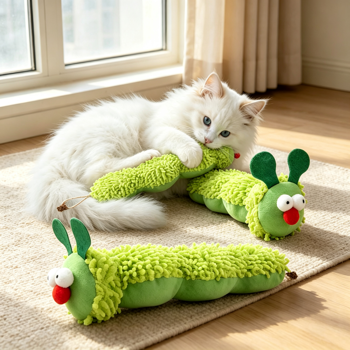 Caterpillar Plush Catnip Crinkle Cat Toy