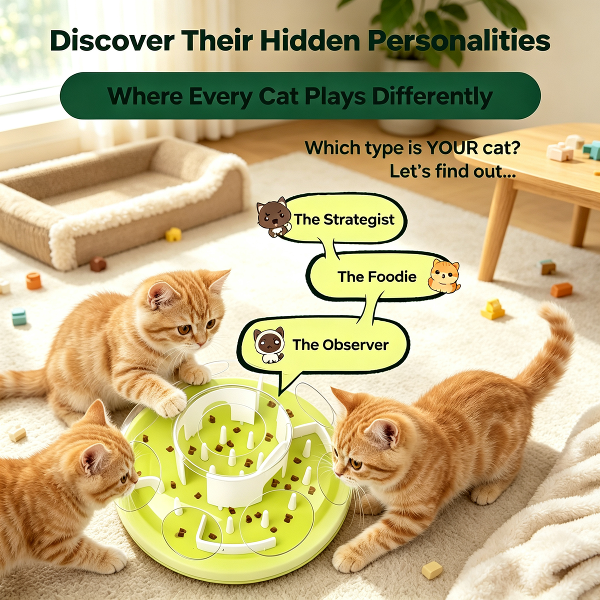 Adjustable Difficulty Cat Puzzle Slow Feeder Toy for IQ Training