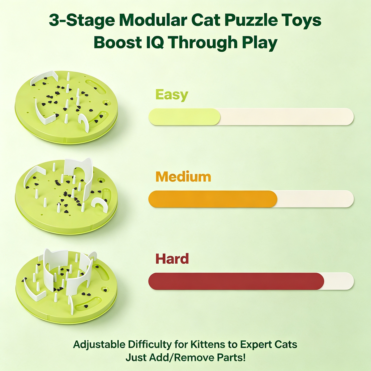 Adjustable Difficulty Cat Puzzle Slow Feeder Toy for IQ Training
