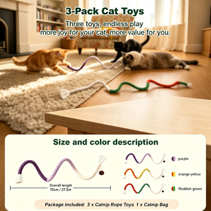 Flexible Sisal Rope Cat Chew Toy, Interactive Catnip Rope Toy for