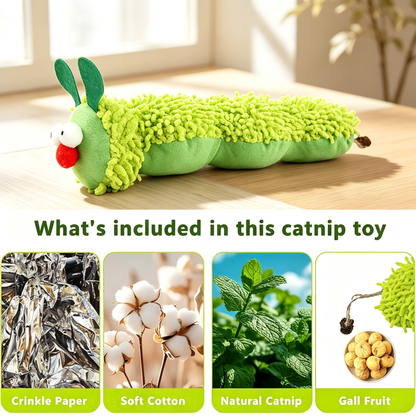 Caterpillar Plush Catnip Crinkle Cat Toy