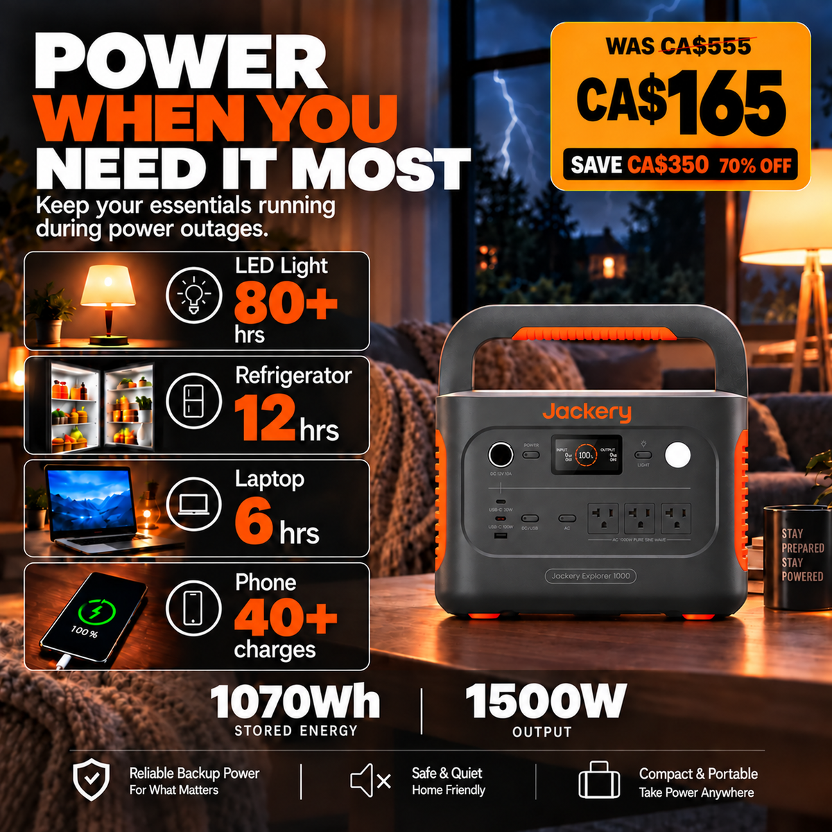 1070Wh Solar Generator Kit + FREE 200W Solar Panel