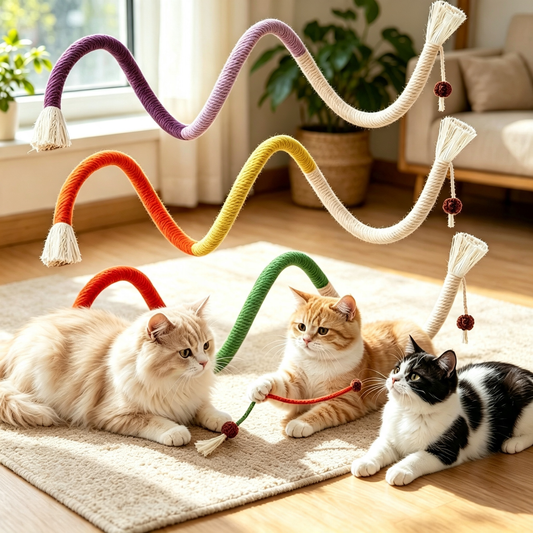 Flexible Sisal Rope Cat Chew Toy, Interactive Catnip Rope Toy for