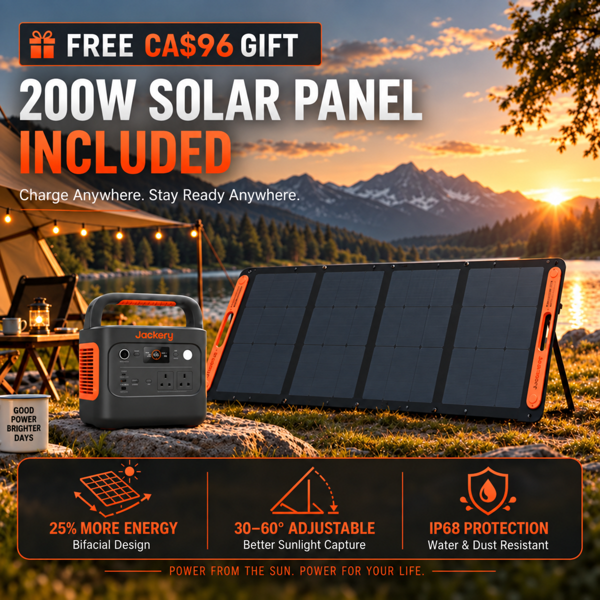 1070Wh Solar Generator Kit + FREE 200W Solar Panel